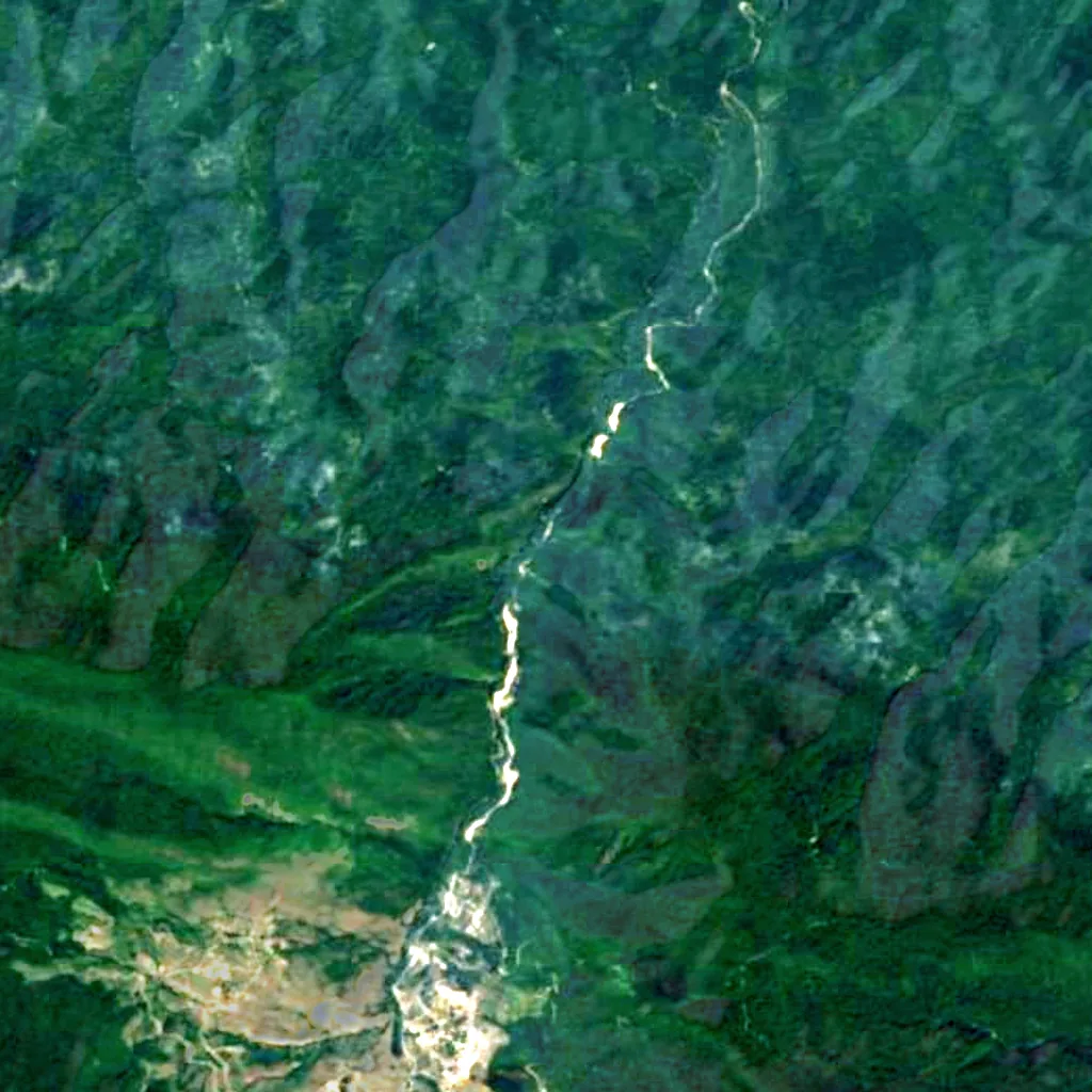 Ab Pari Waterfall seen from above (Sentinel-2)