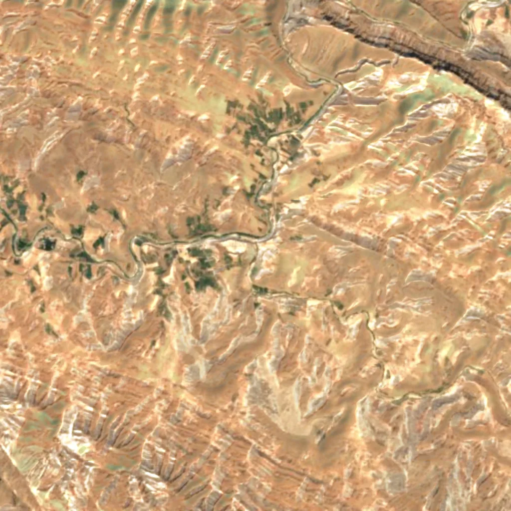 Afrineh Waterfall seen from above (Sentinel-2)
