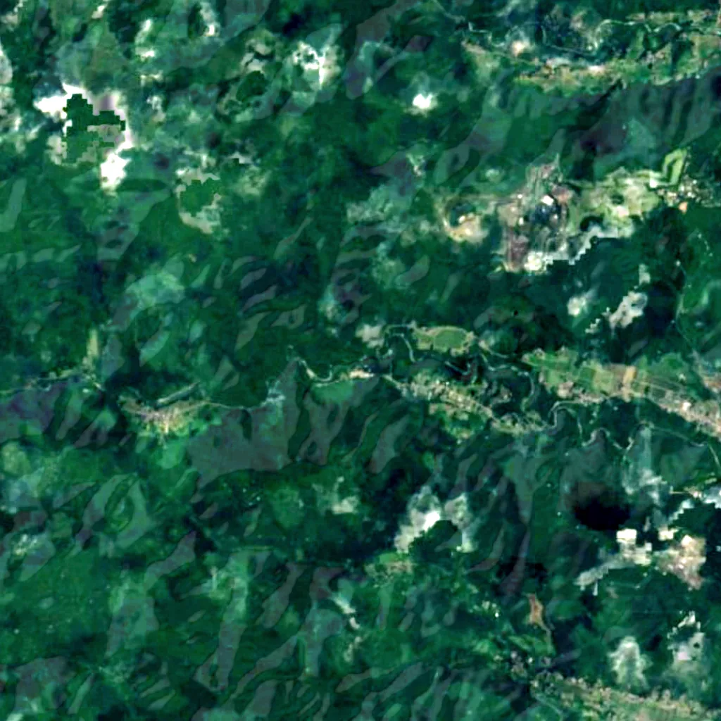 Akiu Great Falls seen from above (Sentinel-2)