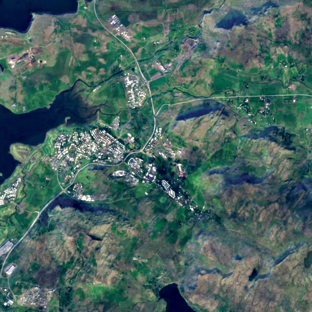 Álafoss seen from above (Sentinel-2)