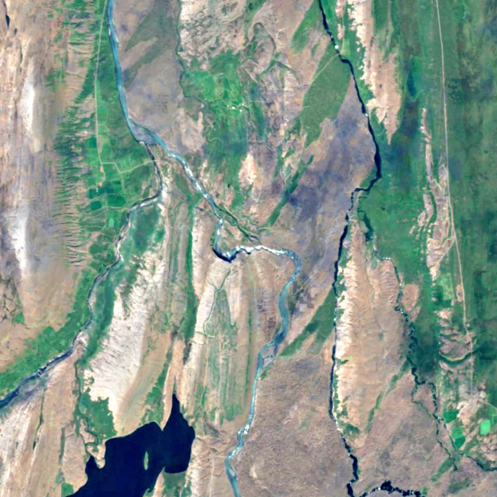 Aldeyjarfoss seen from above (Sentinel-2)