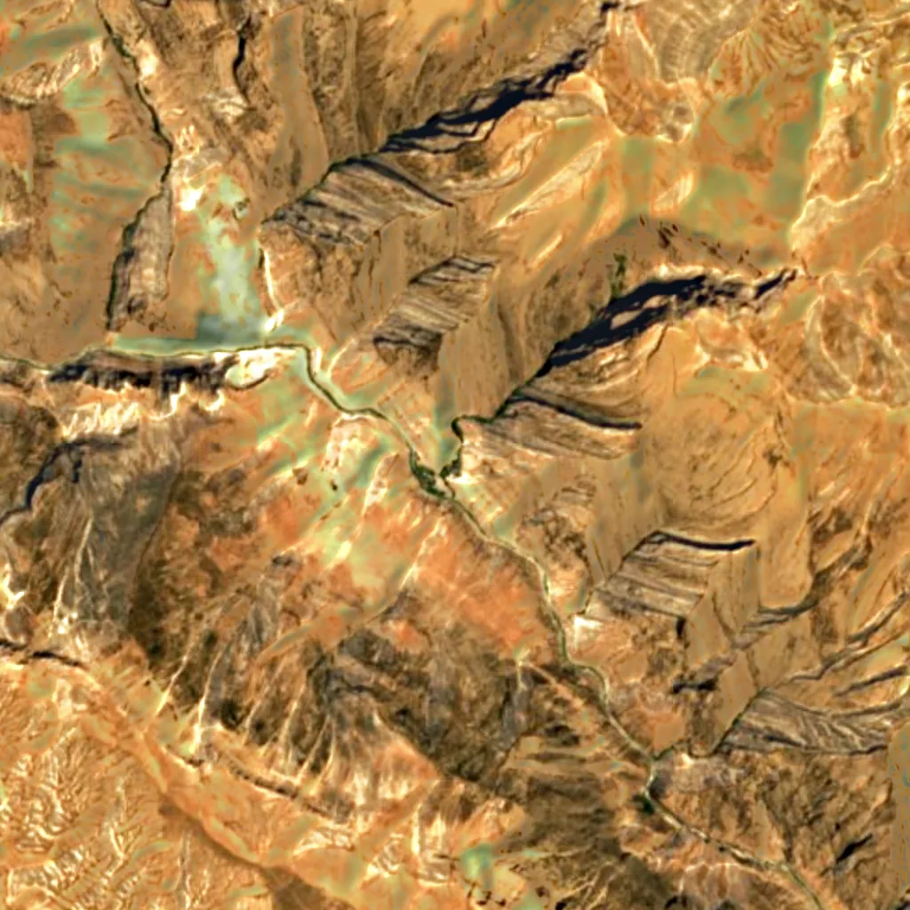 Atashgah Waterfall seen from above (Sentinel-2)