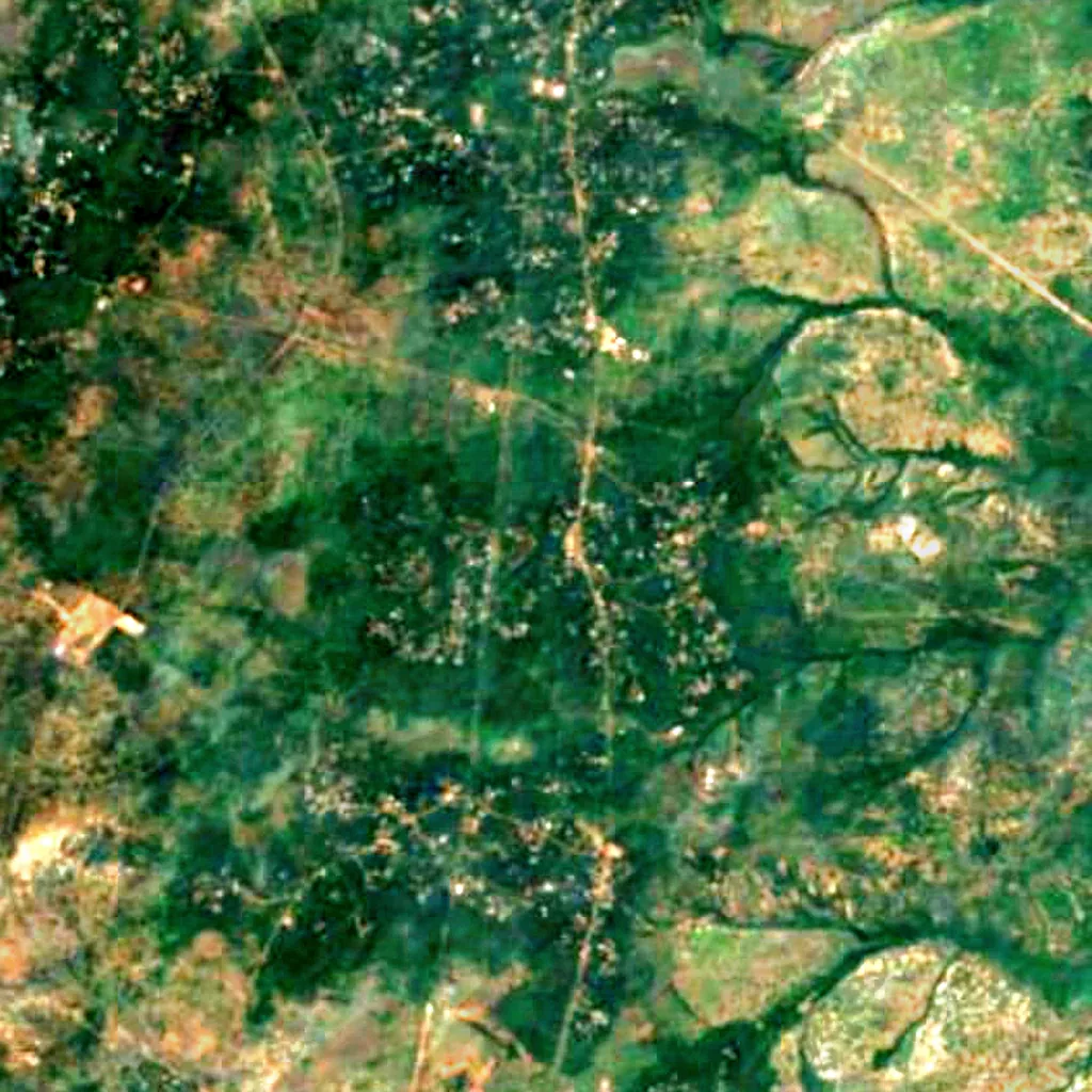 Awhum Waterfall seen from above (Sentinel-2)