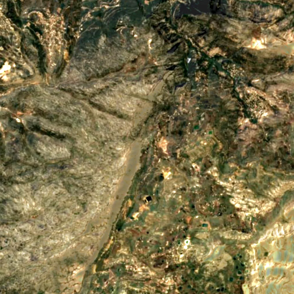 Baatara gorge waterfall seen from above (Sentinel-2)