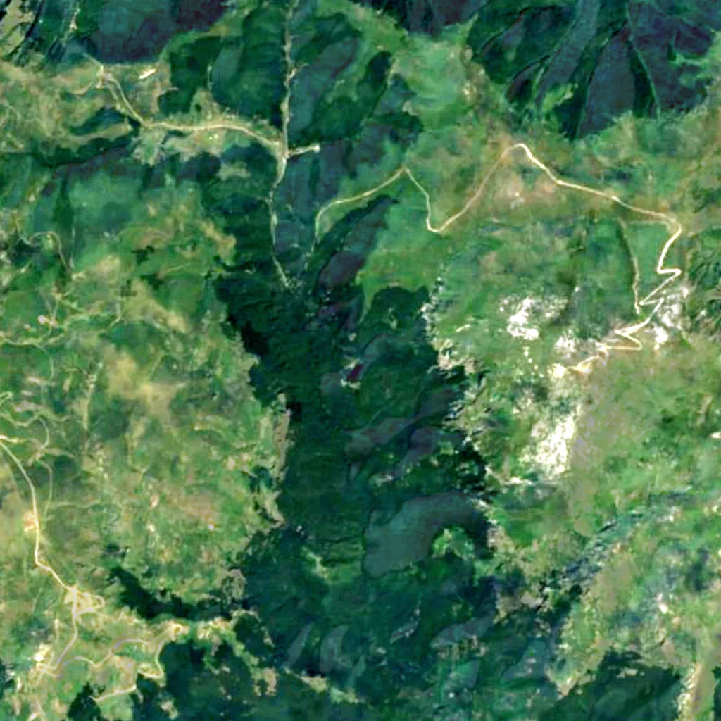 Babsko Praskalo seen from above (Sentinel-2)