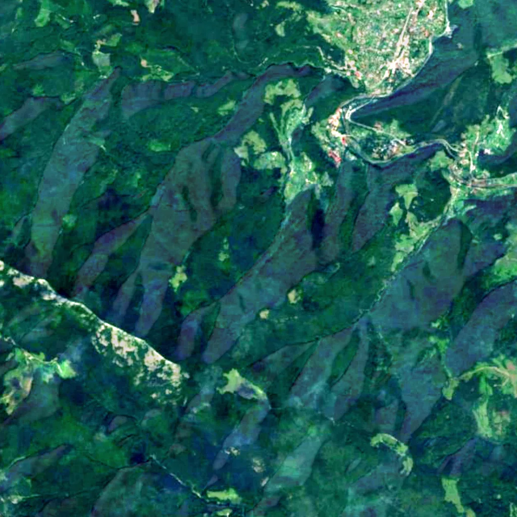 Bahrovets Waterfall seen from above (Sentinel-2)