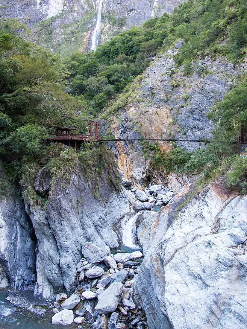 Baiyang Falls above the suspension bridge