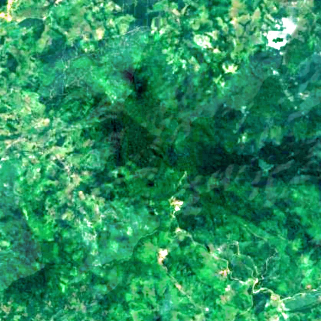 Bajuin Waterfall seen from above (Sentinel-2)