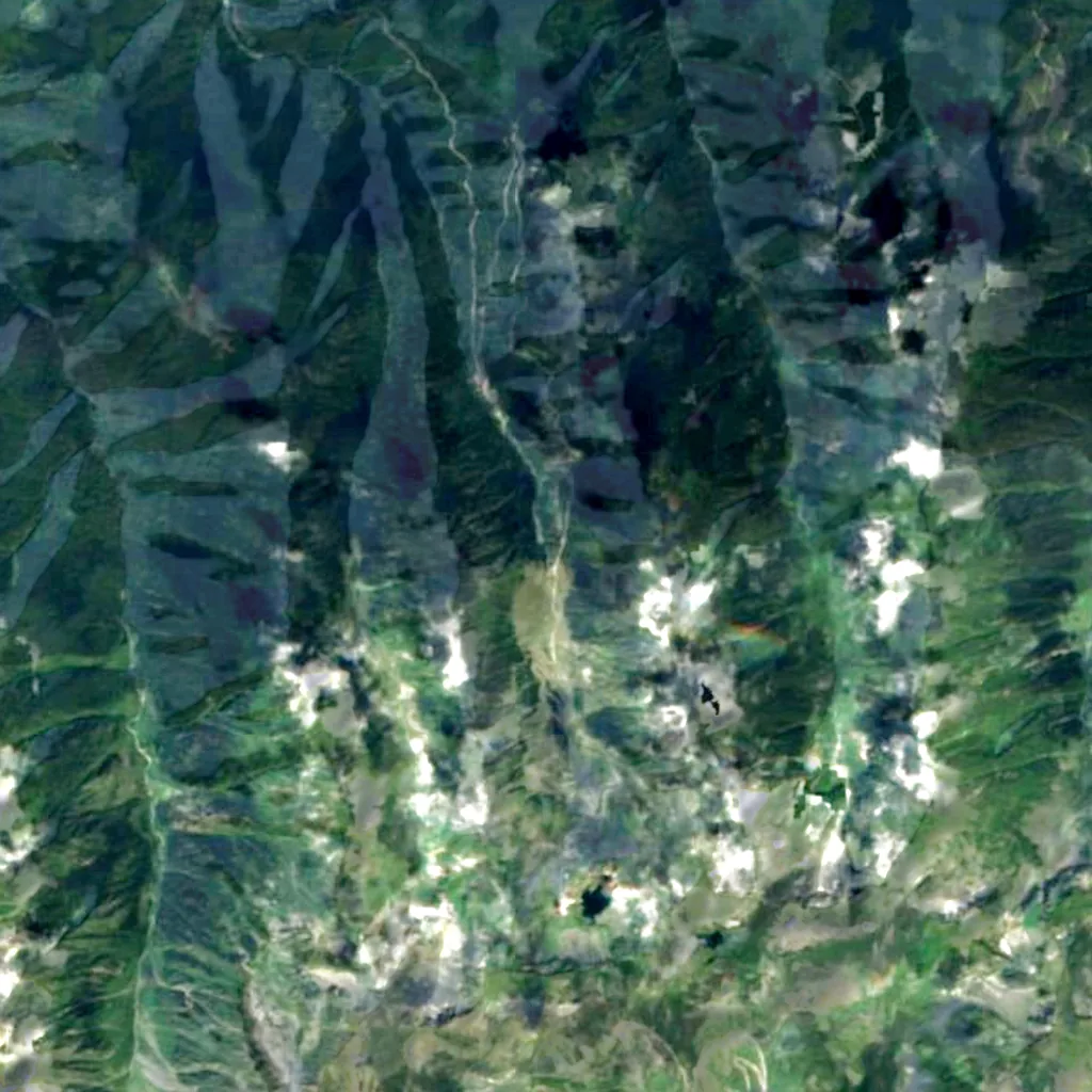 Bâlea Waterfall seen from above (Sentinel-2)