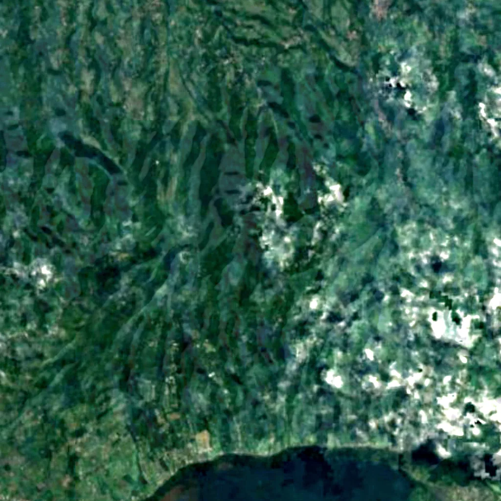 Banyu Wana Amertha Waterfall seen from above (Sentinel-2)