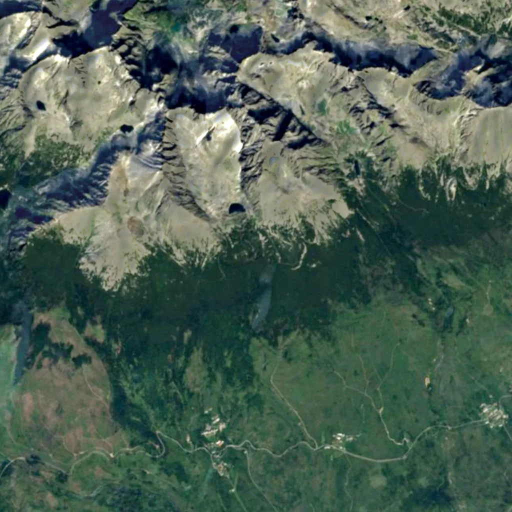 Batizovské vodopády seen from above (Sentinel-2)