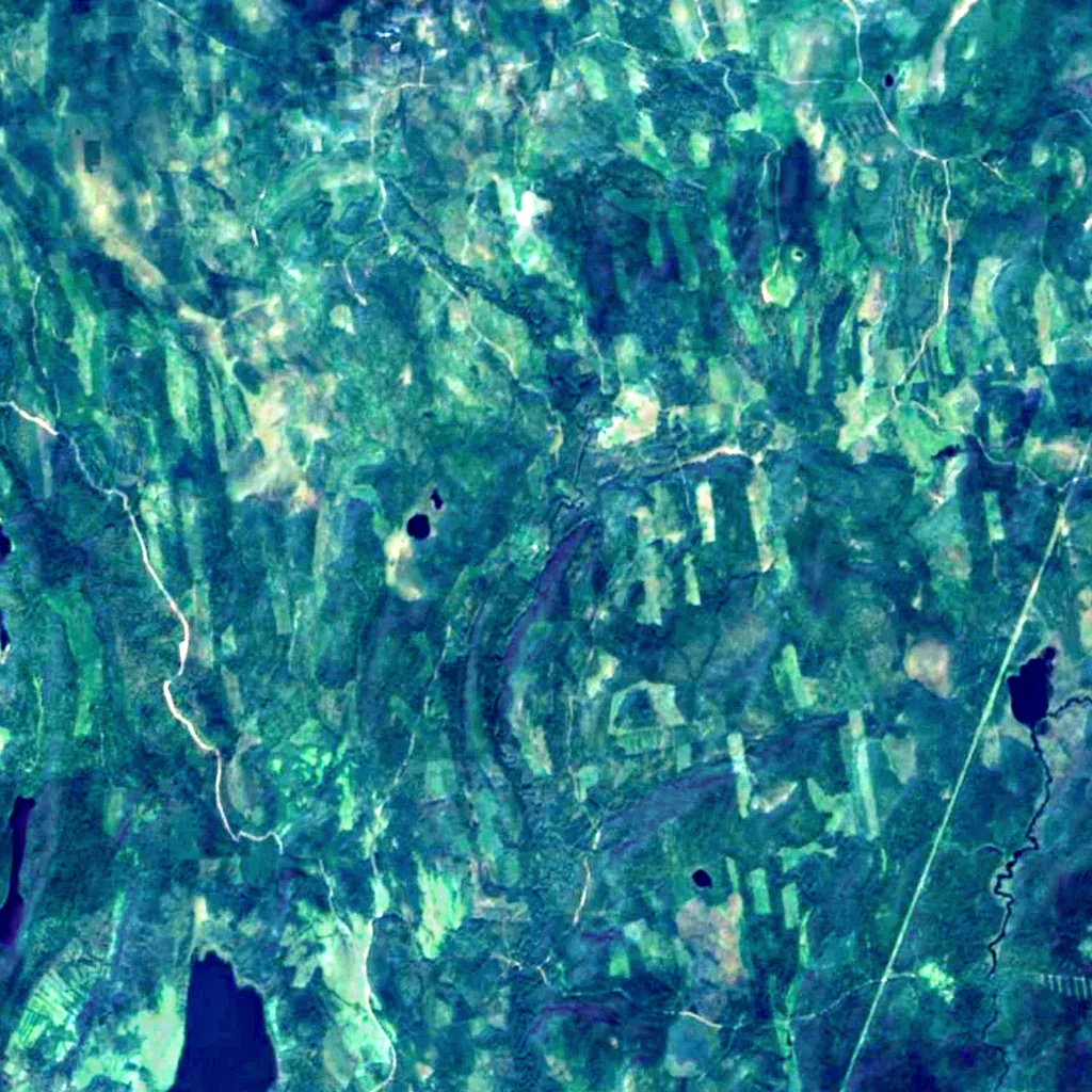 Belye Mosty Waterfall seen from above (Sentinel-2)
