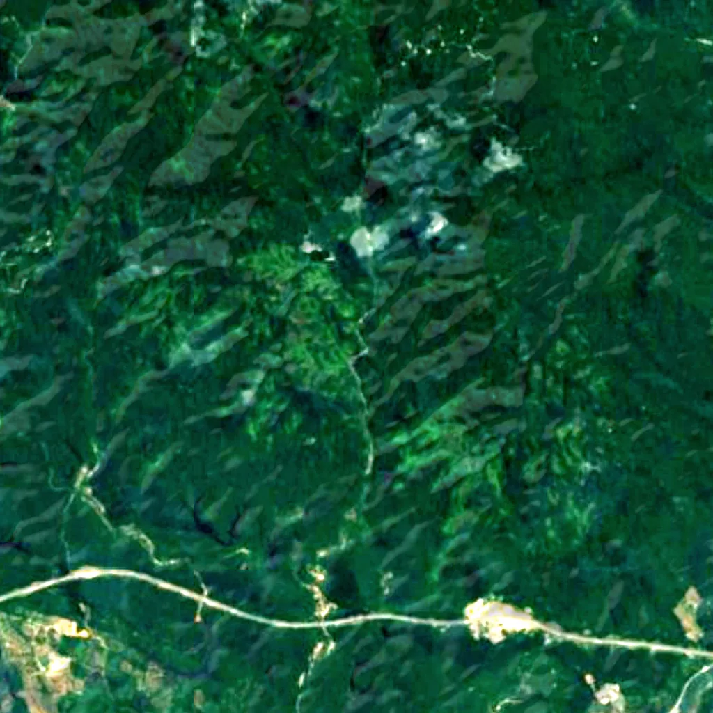 Berkelah falls seen from above (Sentinel-2)