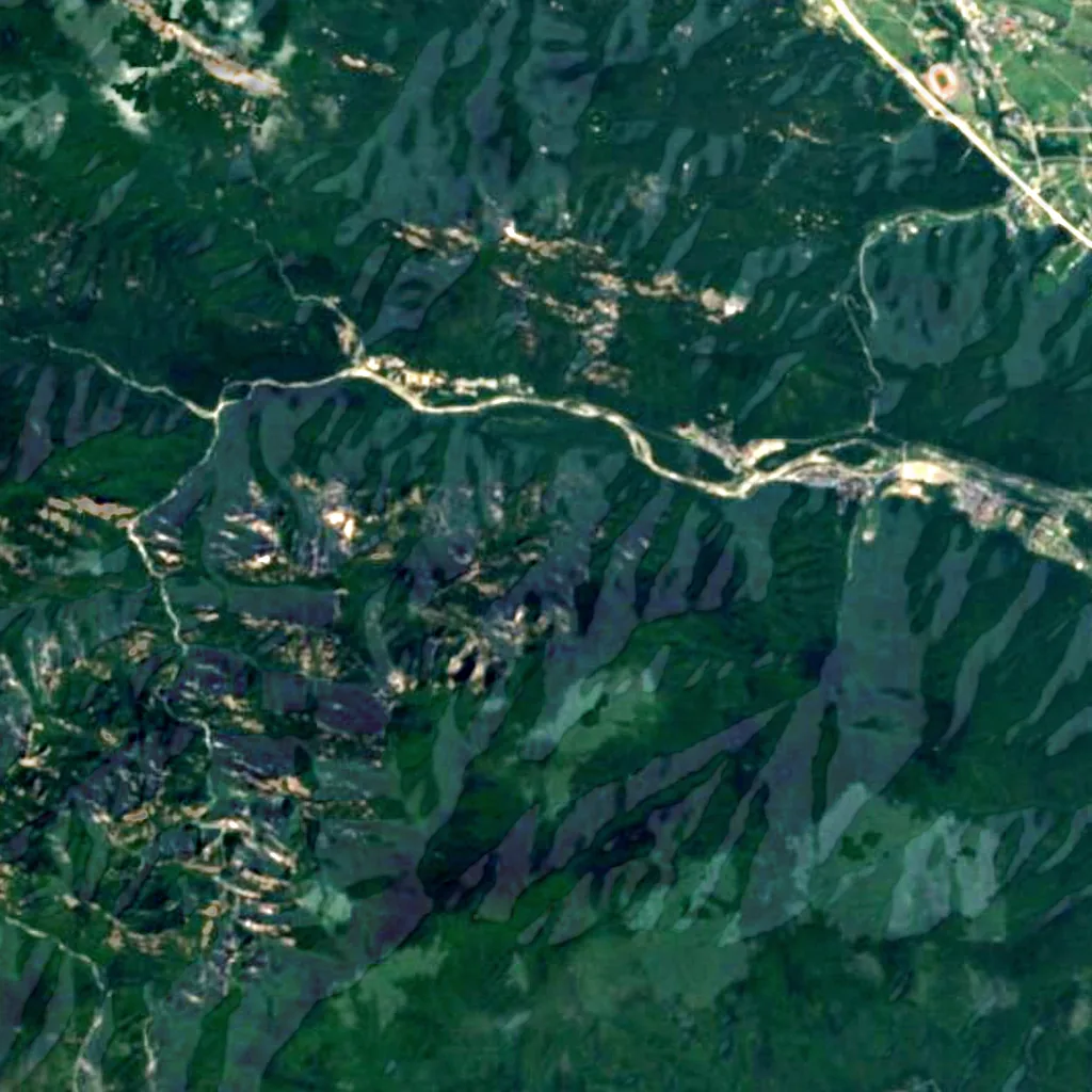 Biryong Falls seen from above (Sentinel-2)