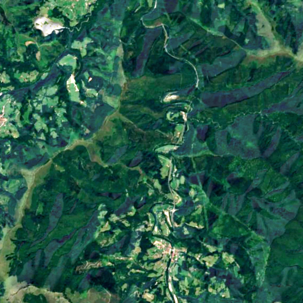 Bisusta waterfall seen from above (Sentinel-2)