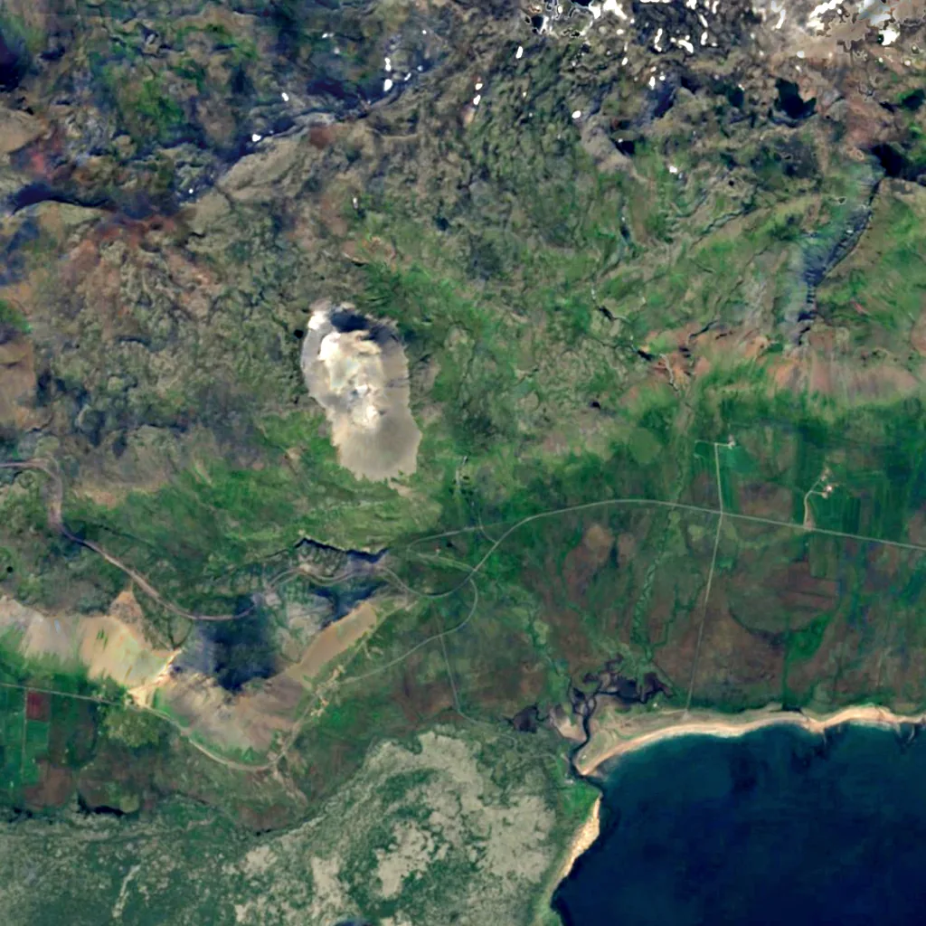 Bjarnarfoss seen from above (Sentinel-2)