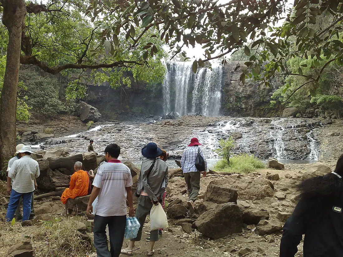 Tourists at Bou Sra Waterfall, Mondulkiri, Cambodia