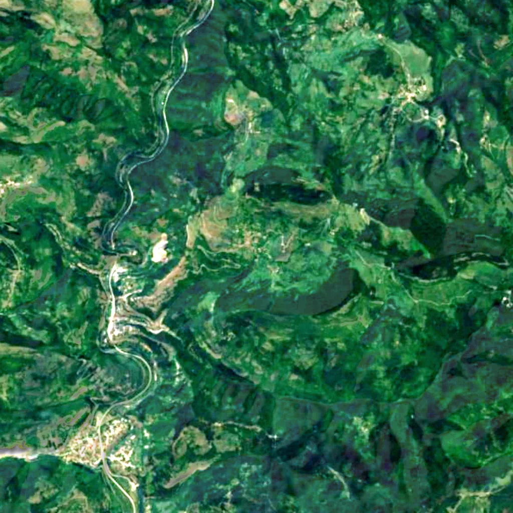 Bov Waterfall seen from above (Sentinel-2)