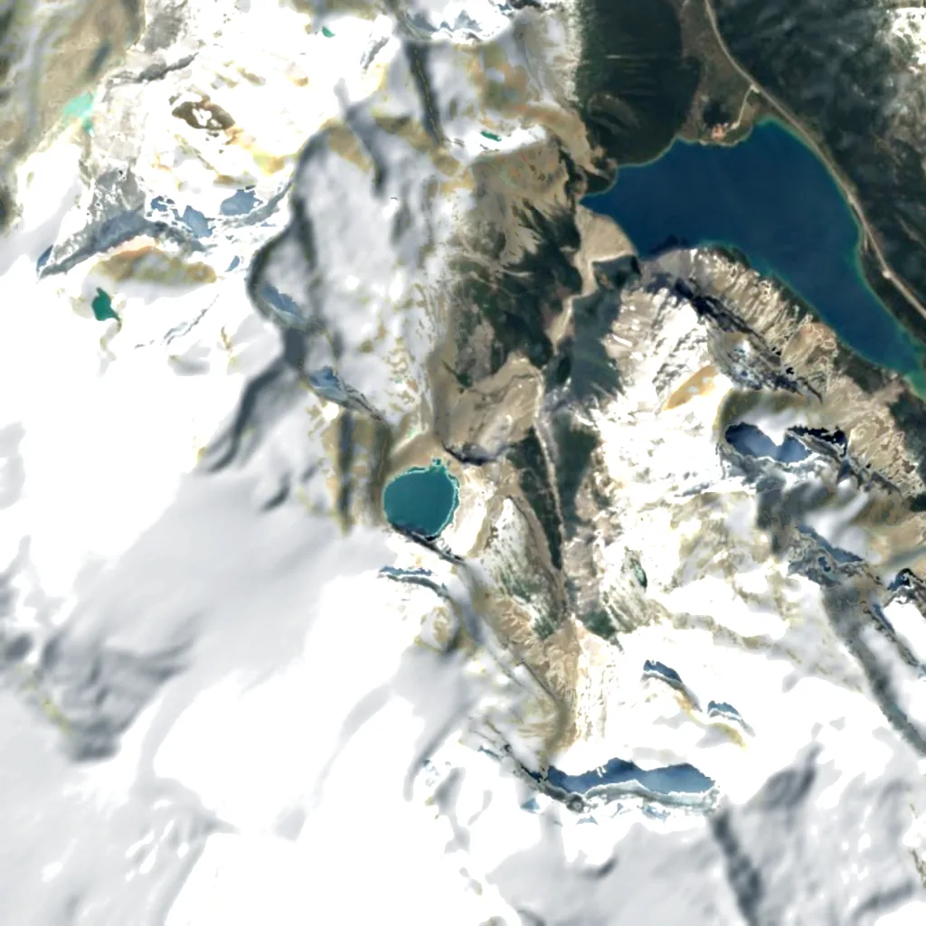 Bow Glacier Falls seen from above (Sentinel-2)