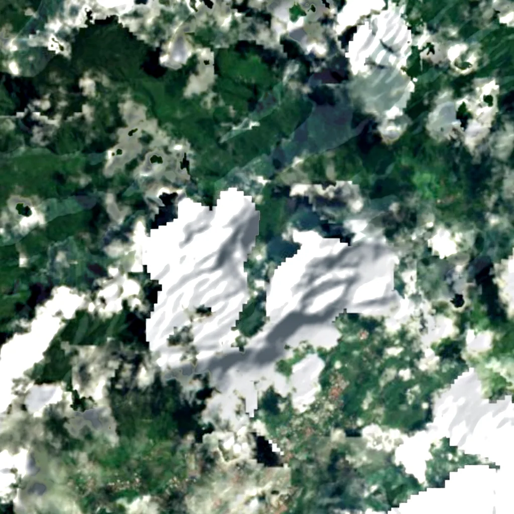 Bras d'Annette Falls seen from above (Sentinel-2)