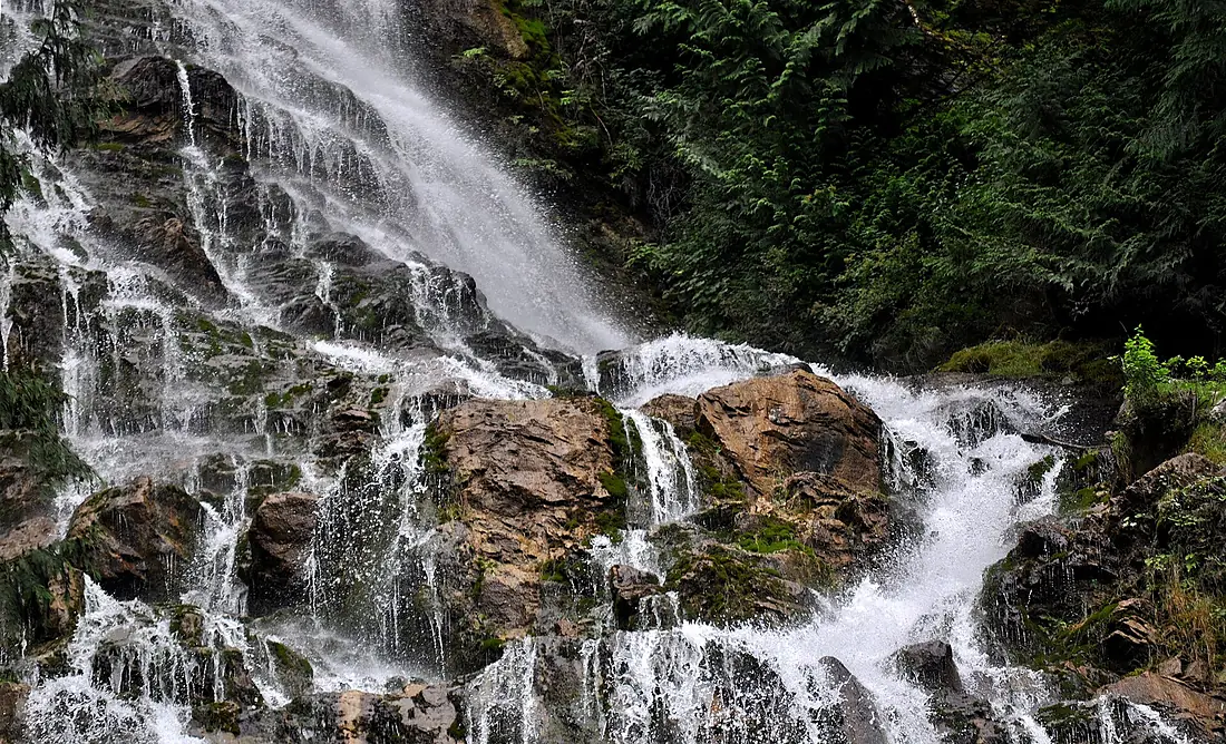 Water cascades at Bridal Veil Falls