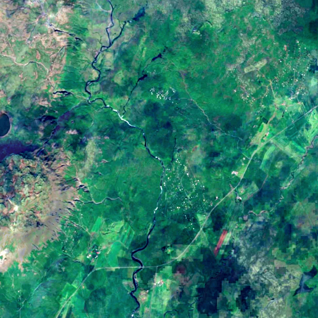 Brúarfoss seen from above (Sentinel-2)