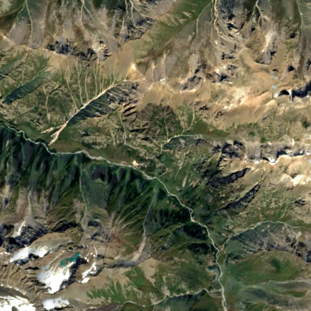 Burhan-bulak falls seen from above (Sentinel-2)
