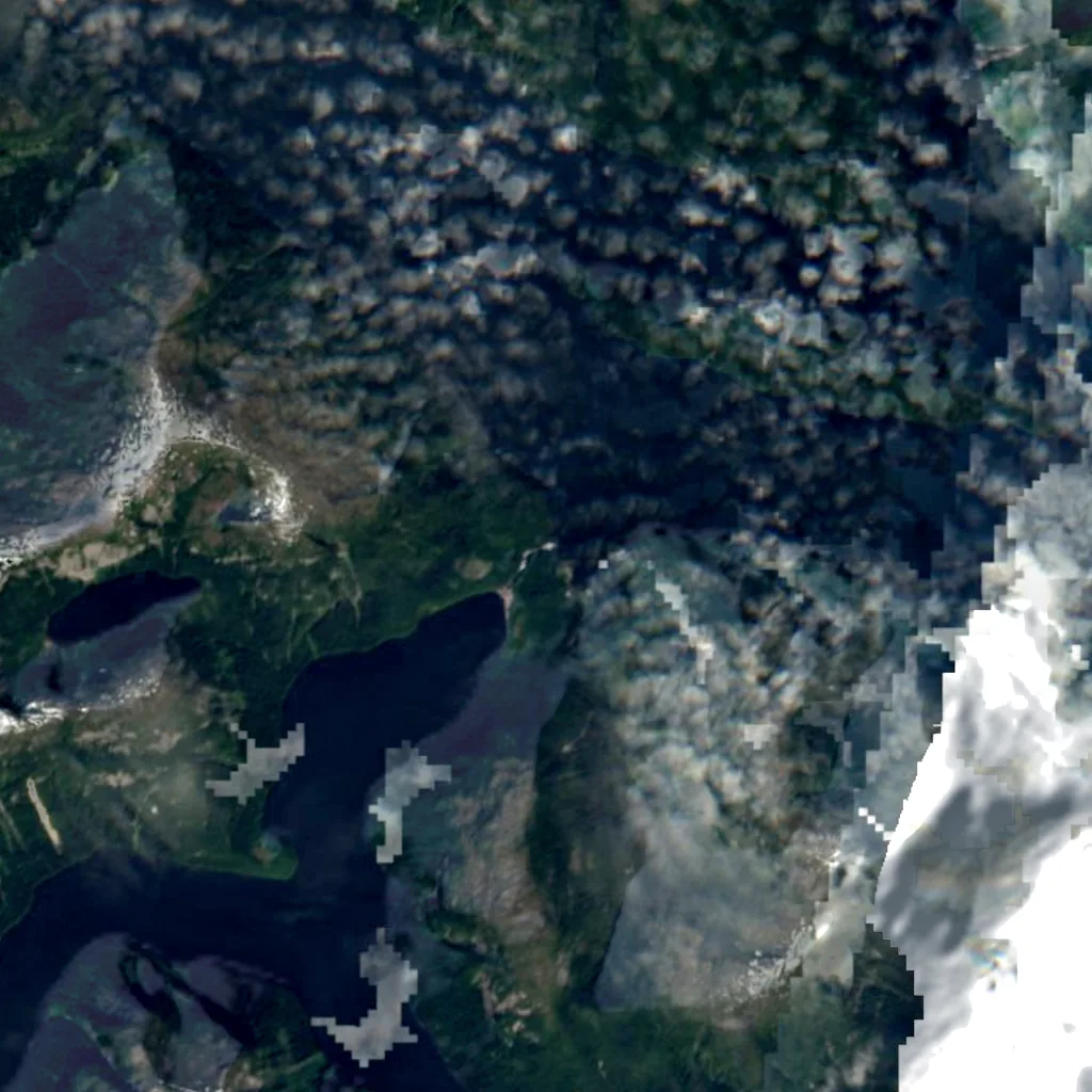 Butedale Falls seen from above (Sentinel-2)