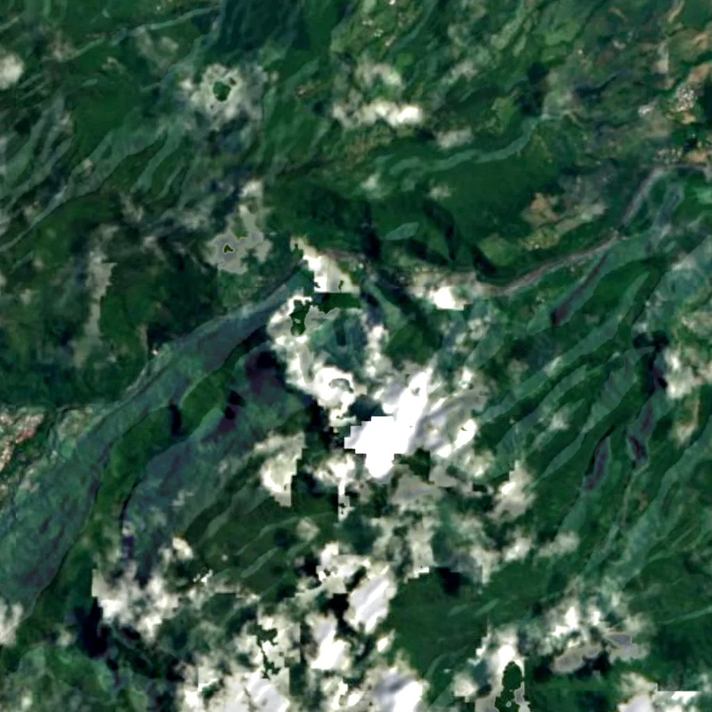 Cascade Blanche seen from above (Sentinel-2)