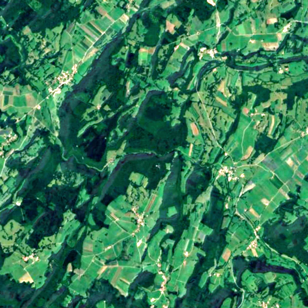 Cascade de l'Audeux seen from above (Sentinel-2)