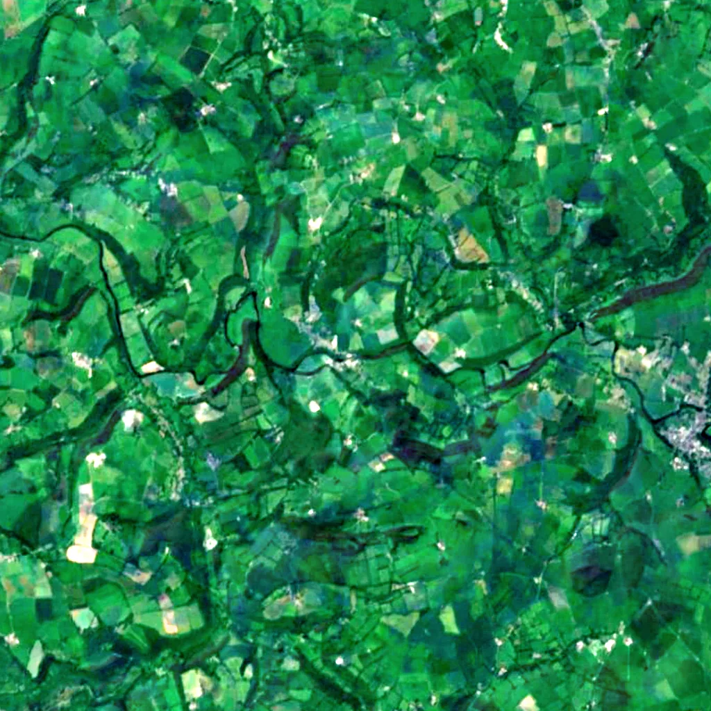 Cenarth Falls seen from above (Sentinel-2)