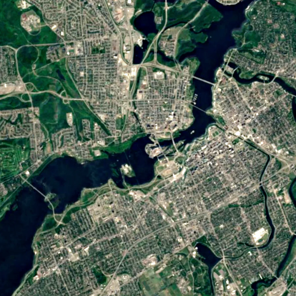 Chaudière Falls seen from above (Sentinel-2)
