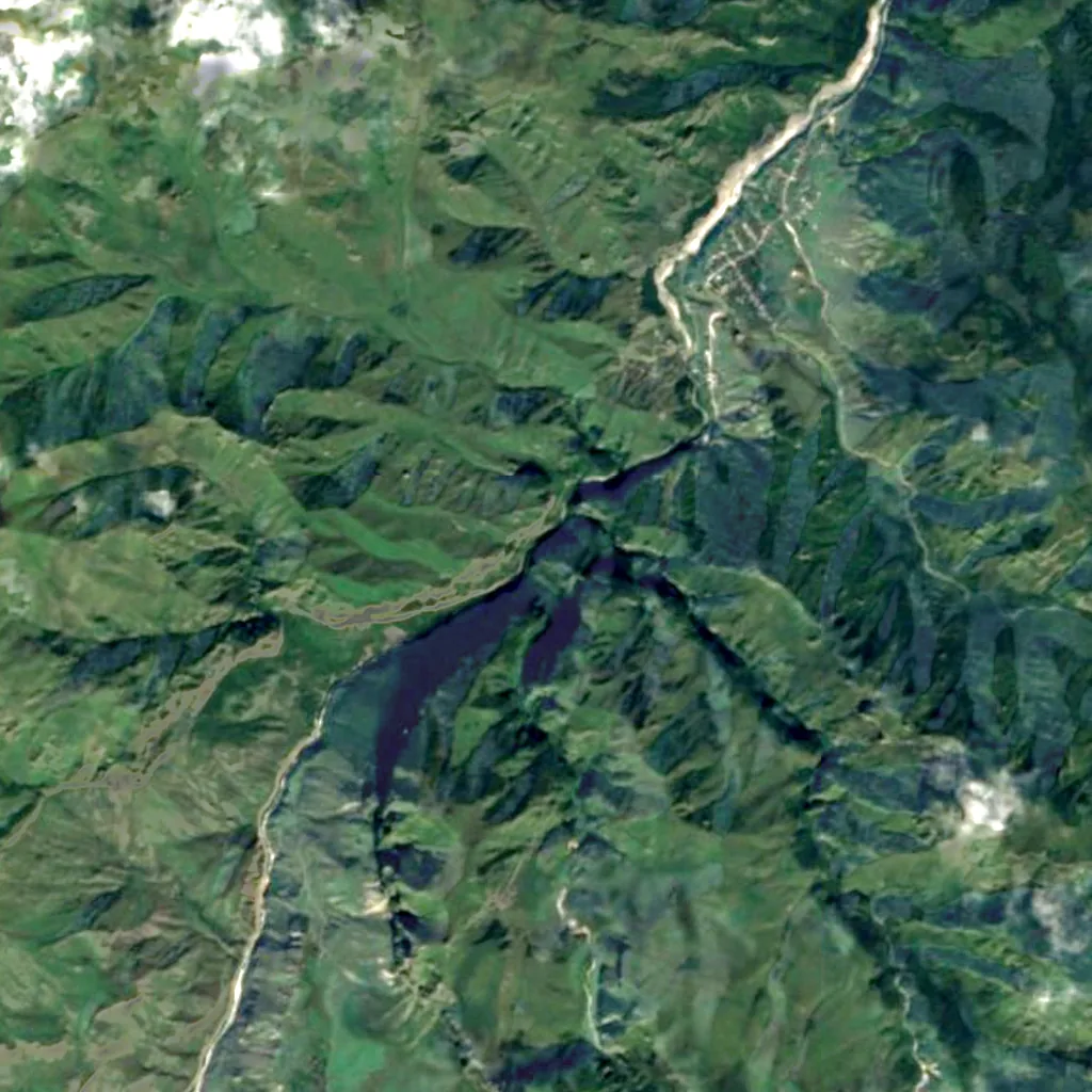 Chegem Waterfalls seen from above (Sentinel-2)