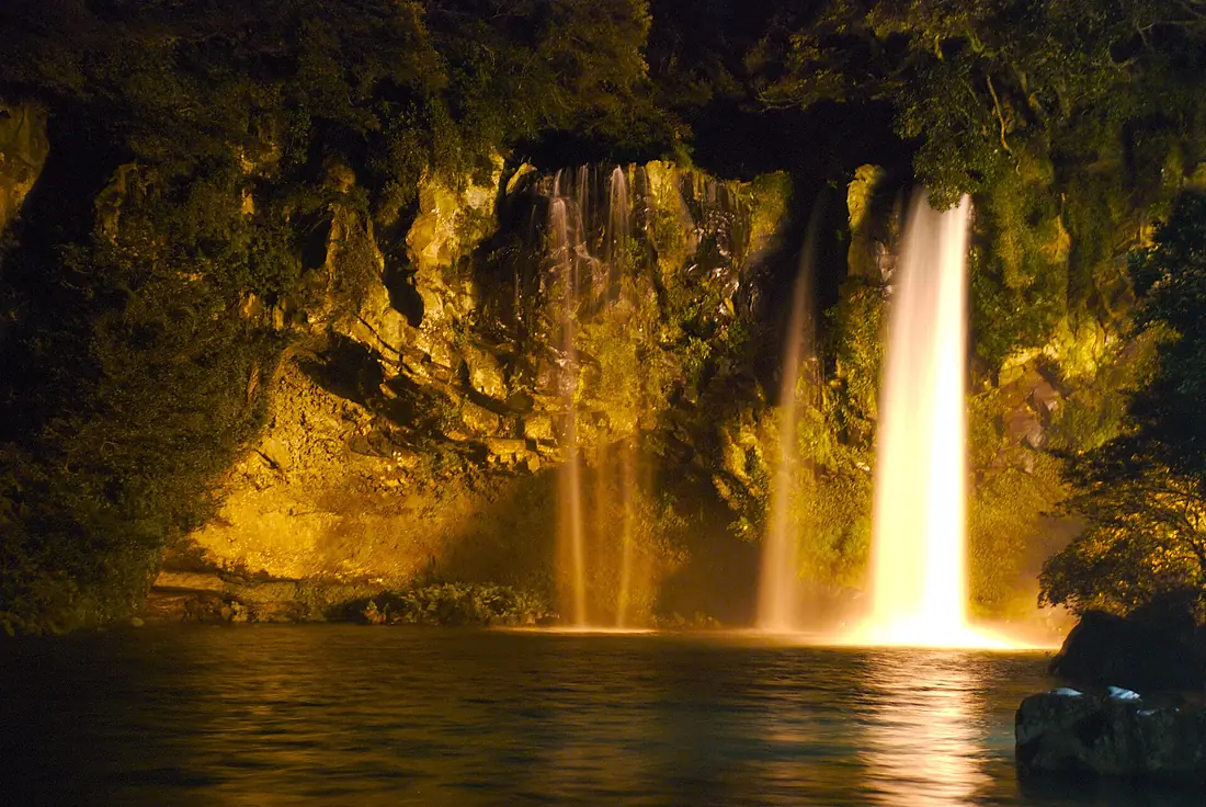 Cheonjiyeon Waterfall at night