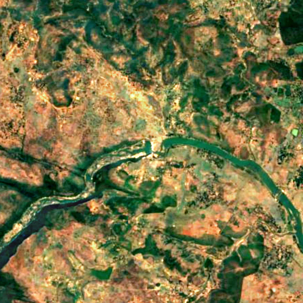 Chitrakoot Falls seen from above (Sentinel-2)