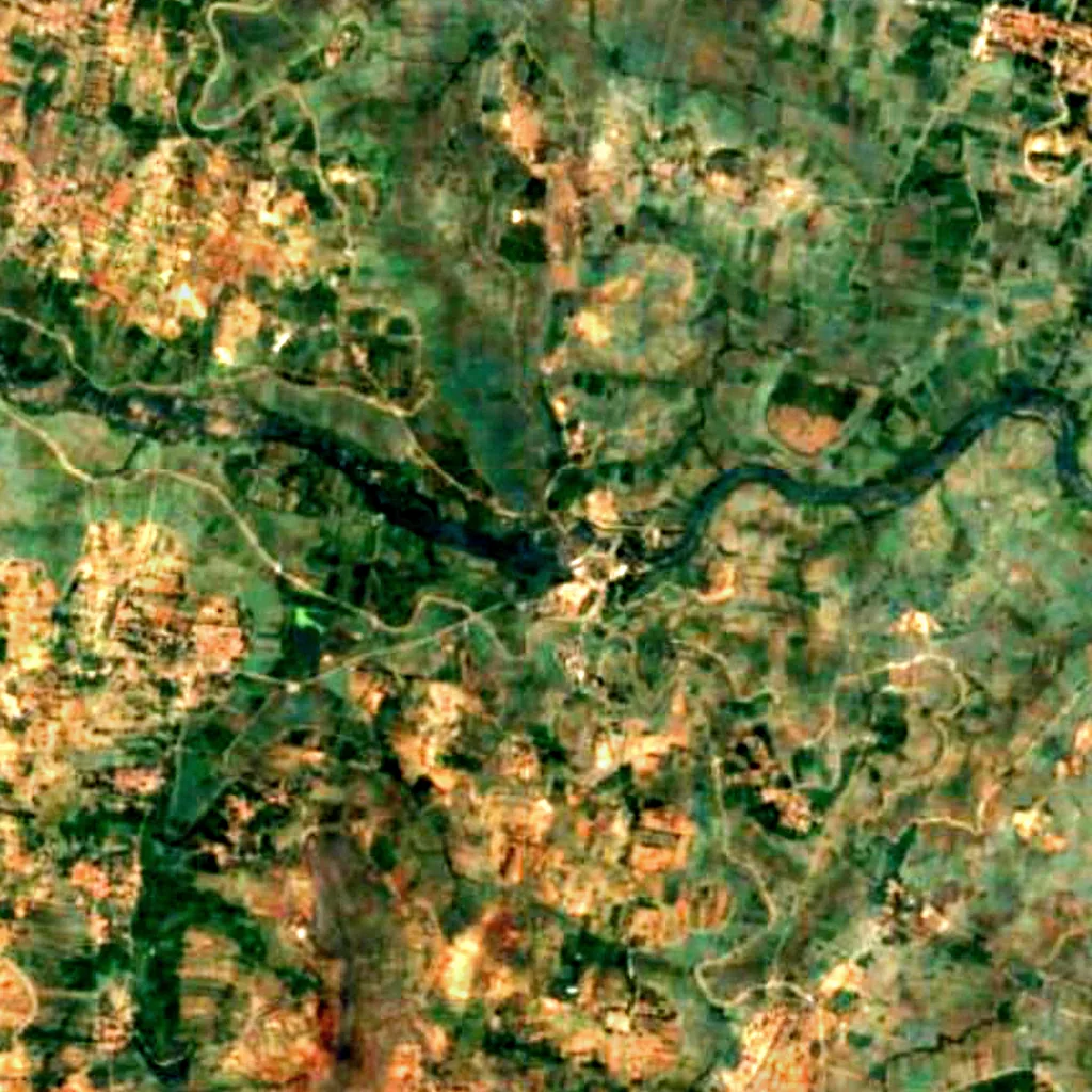 Chunchanakatte Falls seen from above (Sentinel-2)