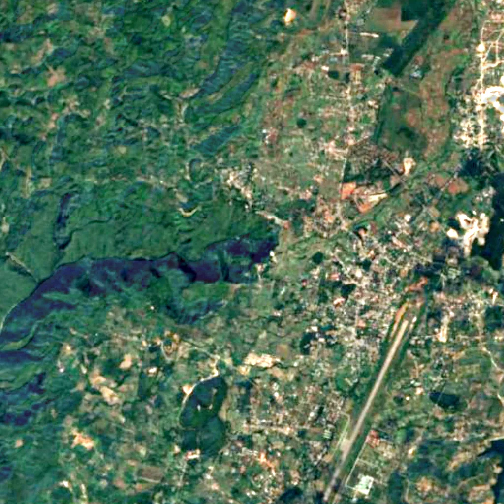 Dat Taw Gyaint Waterfall seen from above (Sentinel-2)