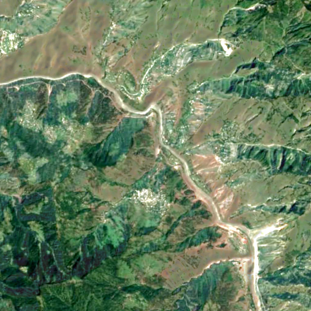 Dhani Waterfall seen from above (Sentinel-2)
