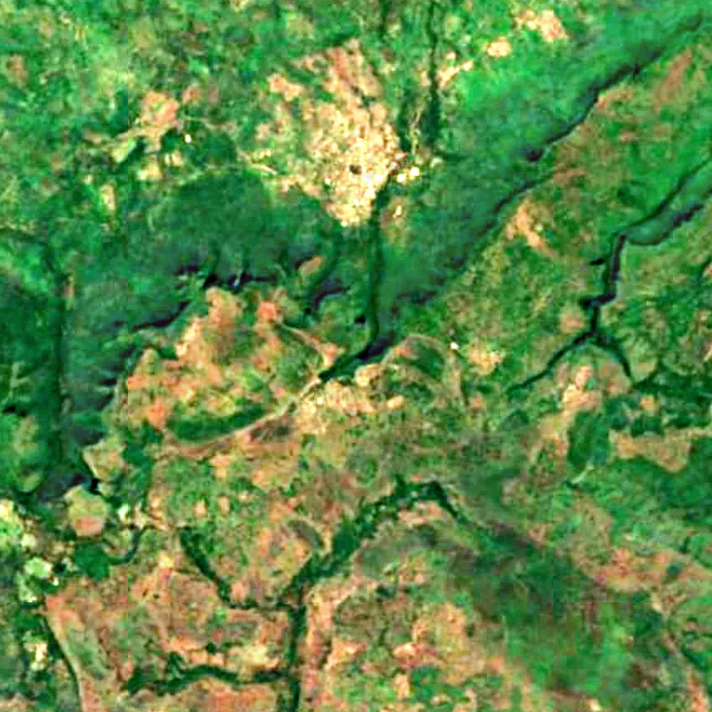 Dindefelo Falls seen from above (Sentinel-2)