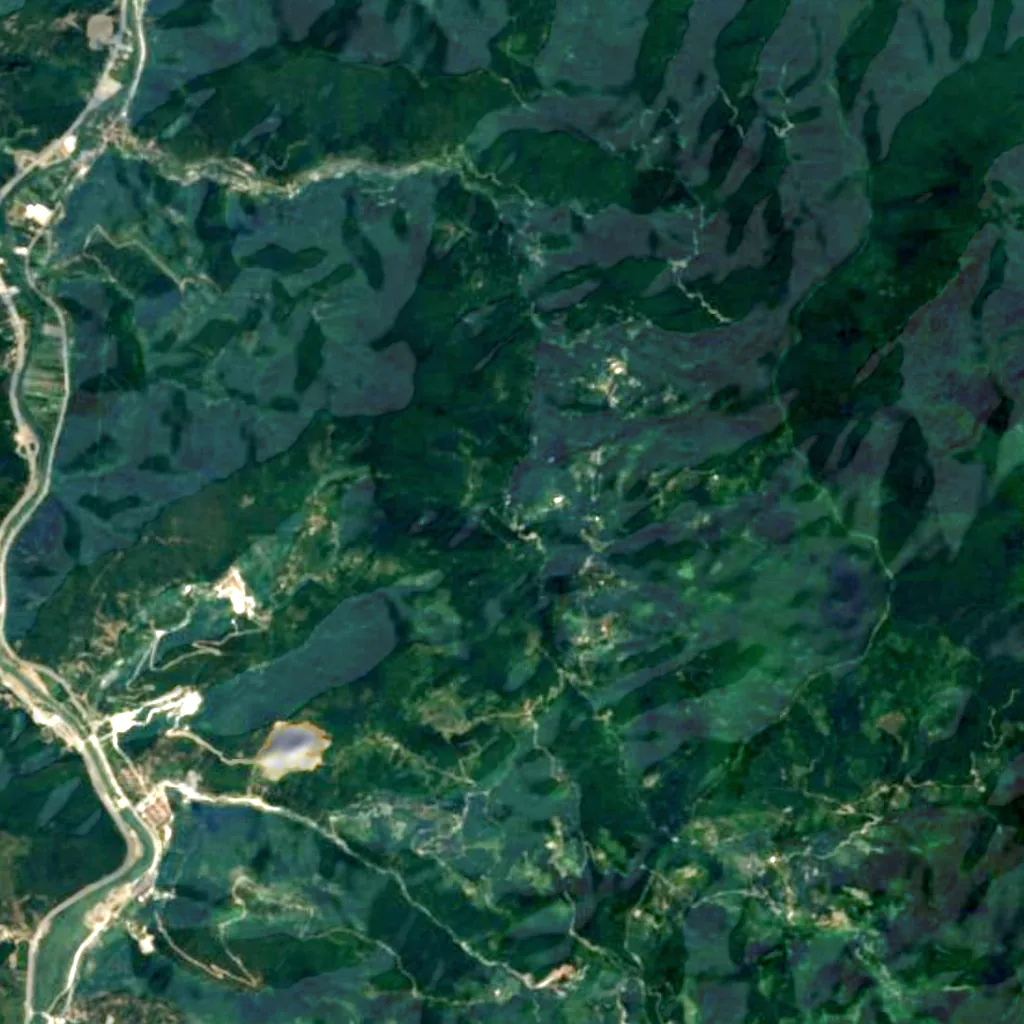 Doğançay Waterfall seen from above (Sentinel-2)
