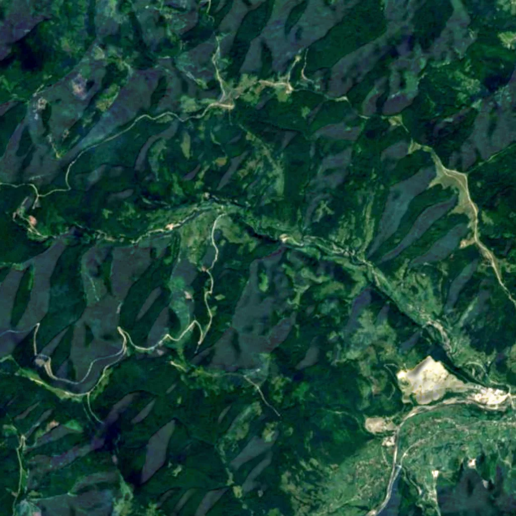 Dzvinka Waterfall seen from above (Sentinel-2)