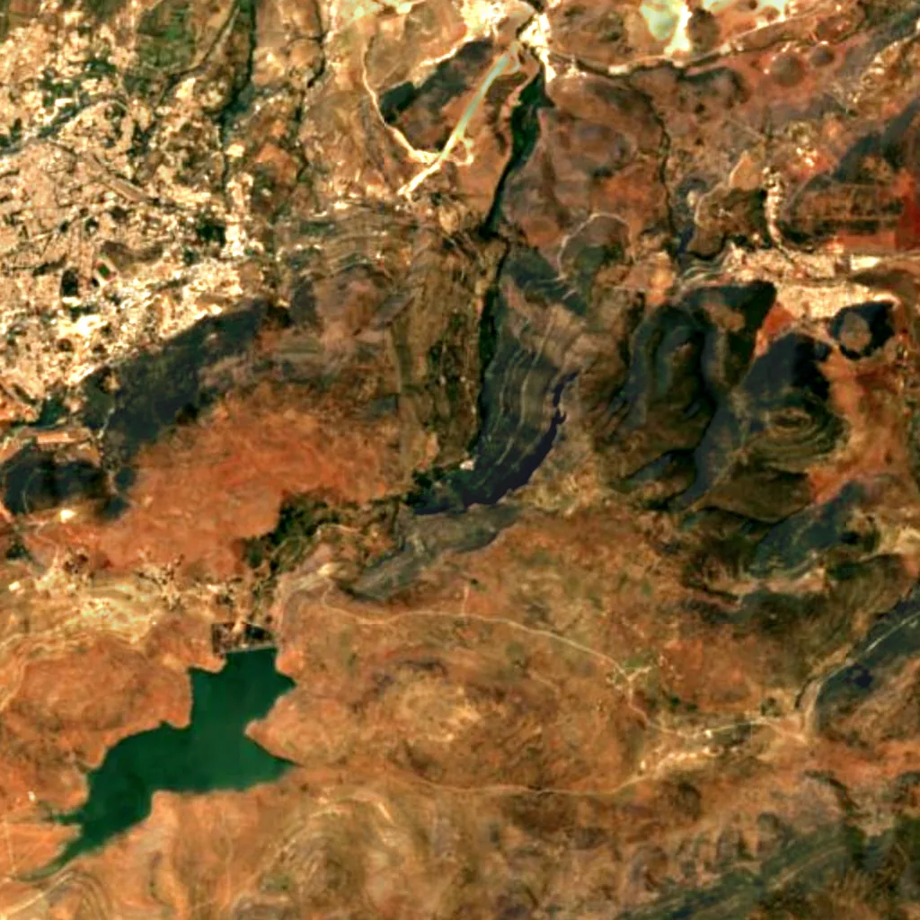 El-Ourit Waterfalls seen from above (Sentinel-2)