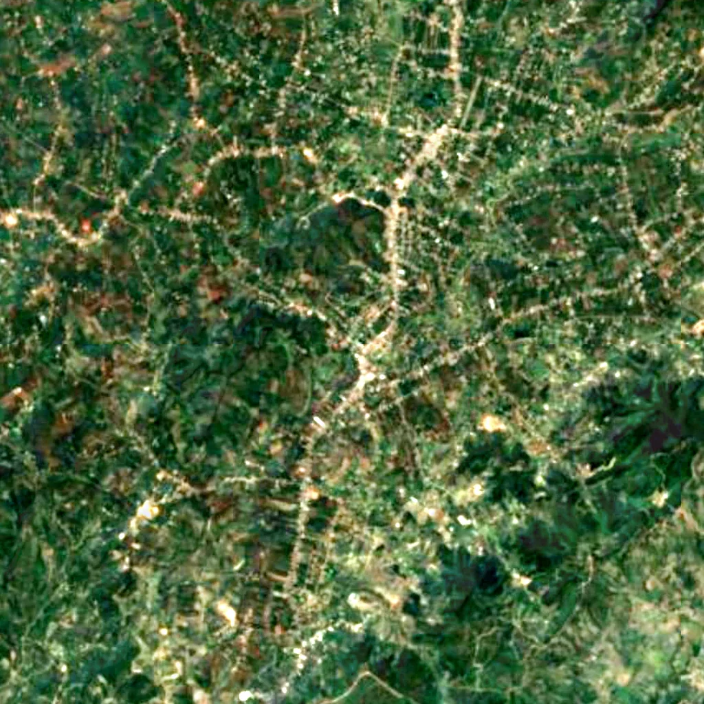 Elephant Waterfalls seen from above (Sentinel-2)