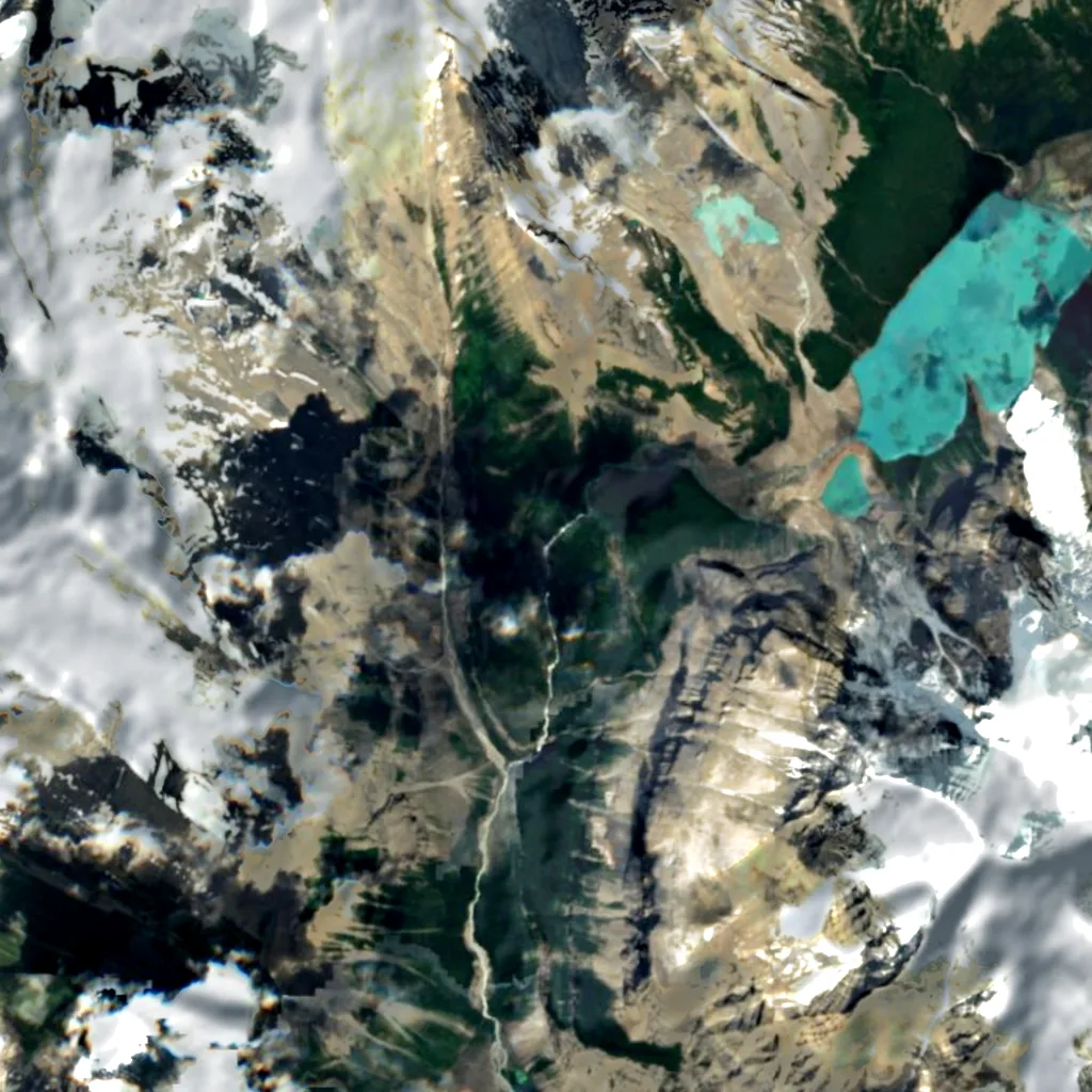Emperor Falls seen from above (Sentinel-2)