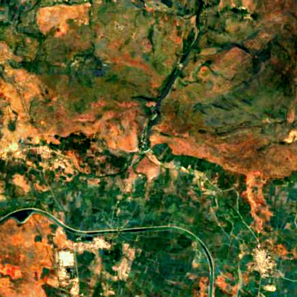 Ethipothala Falls seen from above (Sentinel-2)