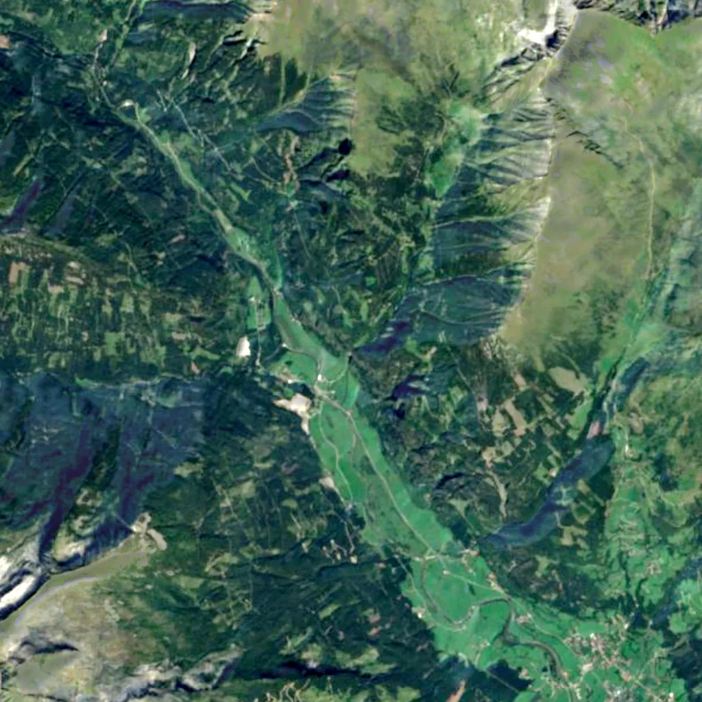 Fallbach Waterfall seen from above (Sentinel-2)