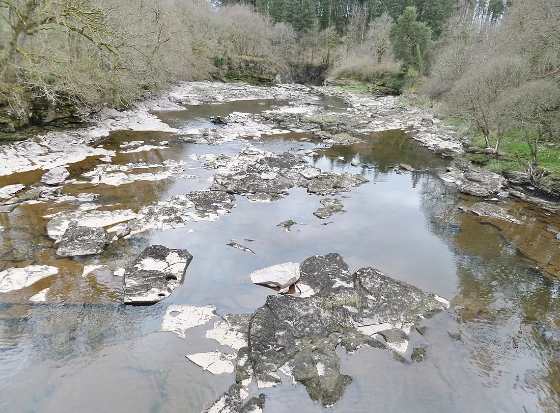 Above Bonnington Linn on the River Clyde from the sluices and dam