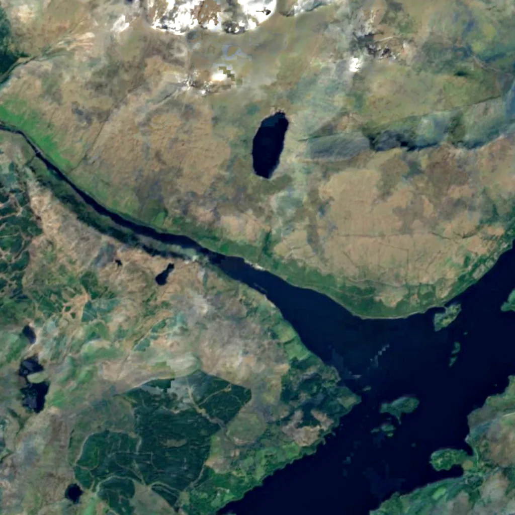 Falls of Cruachan seen from above (Sentinel-2)