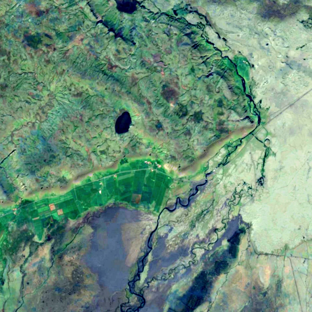 Foss á Síðu seen from above (Sentinel-2)