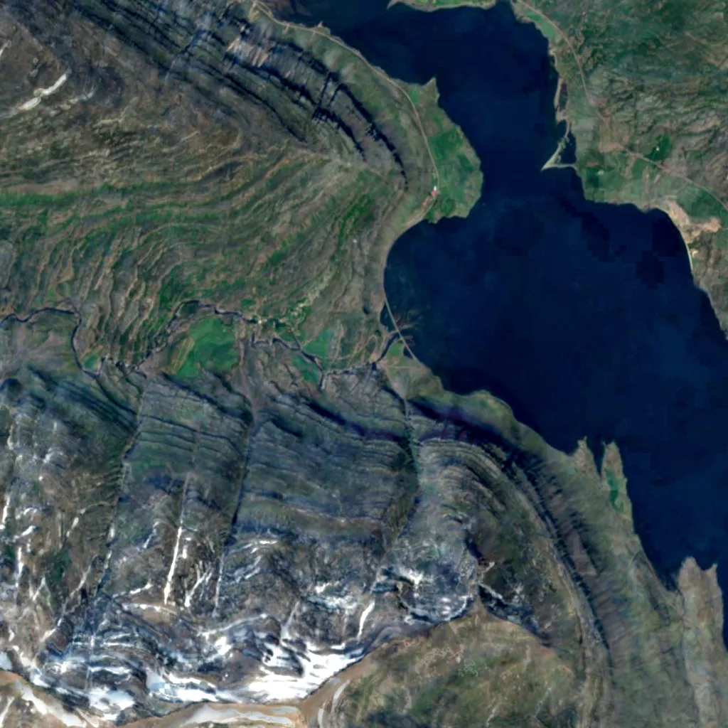 Fossárfoss seen from above (Sentinel-2)
